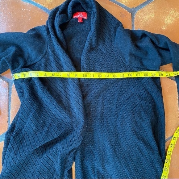 OSCAR DE LA RENTA Black Wool Cashmere Blend Long Open Cardigan Sweater Small S - Picture 7 of 8